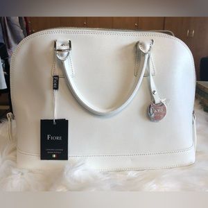 Fiore White Leather Crossbody Purse, NWT